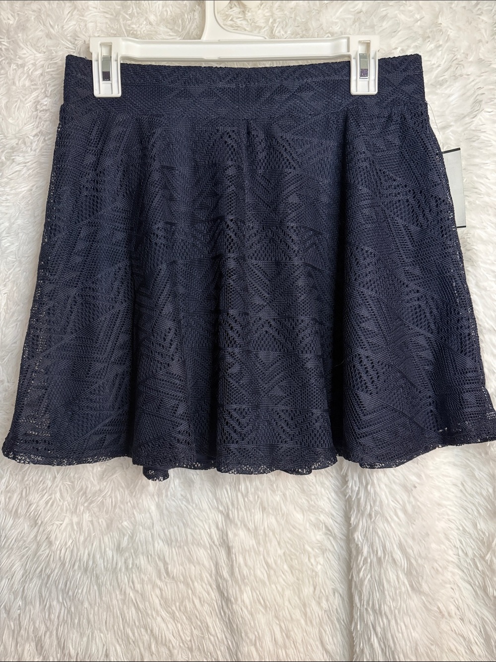 Stoosh Navy Lace Skater Mini Skirt